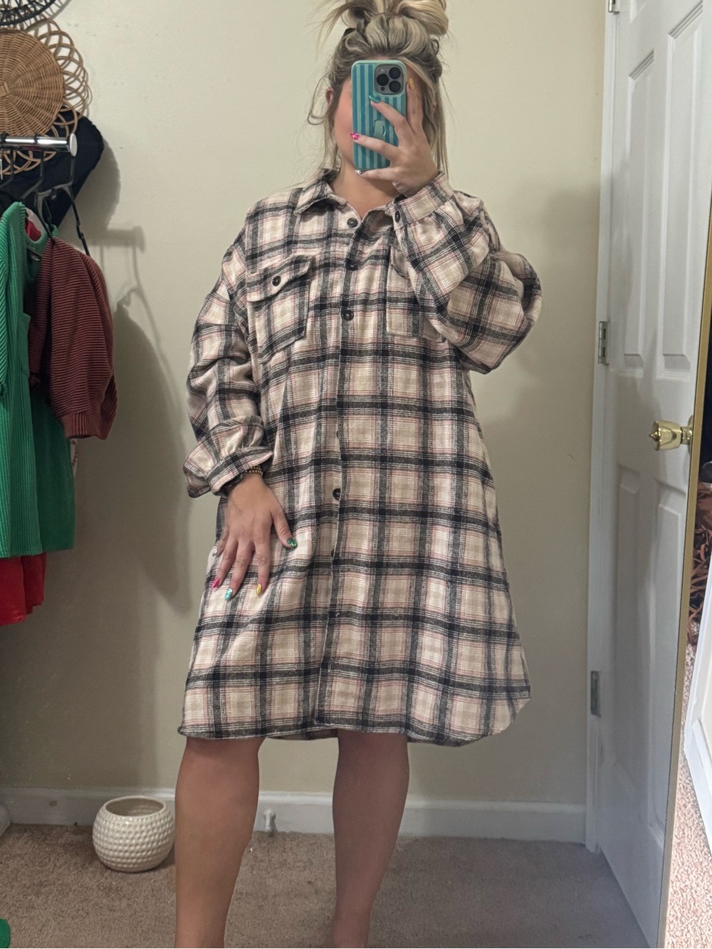 Cotton Blue Button Down Flannel 2X
